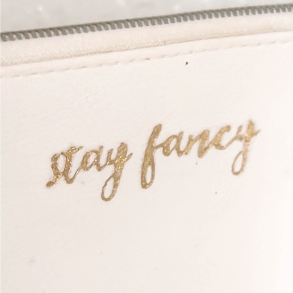 “Stay Fancy” Faux Leather w Tassel Zipper Pouch Bag • NEW Makeup Bag Pencil Case - Picture 3 of 6